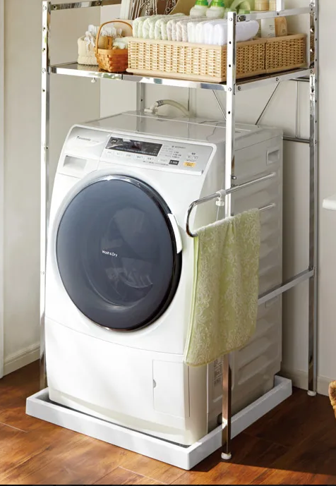 壁に３方囲まれたドラム式洗濯機でも設置できるランドリーラック おそうじ専科